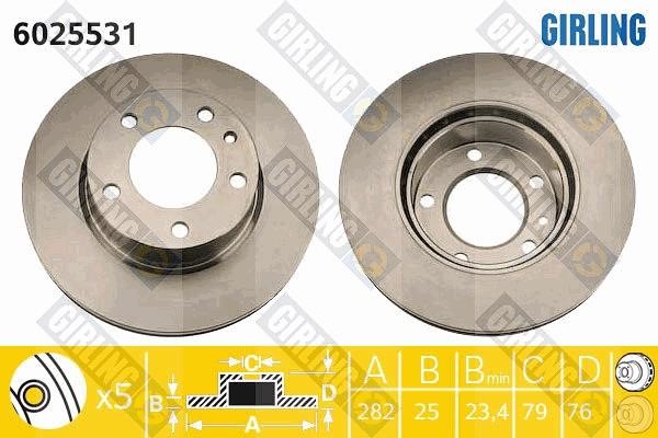 Girling 6025531 Front brake disc ventilated 6025531: Buy near me in Poland at 2407.PL - Good price!