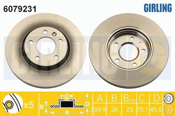 Girling 6079231 Front brake disc ventilated 6079231: Buy near me in Poland at 2407.PL - Good price!