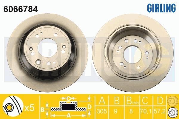 Girling 6066784 Rear brake disc, non-ventilated 6066784: Buy near me in Poland at 2407.PL - Good price!