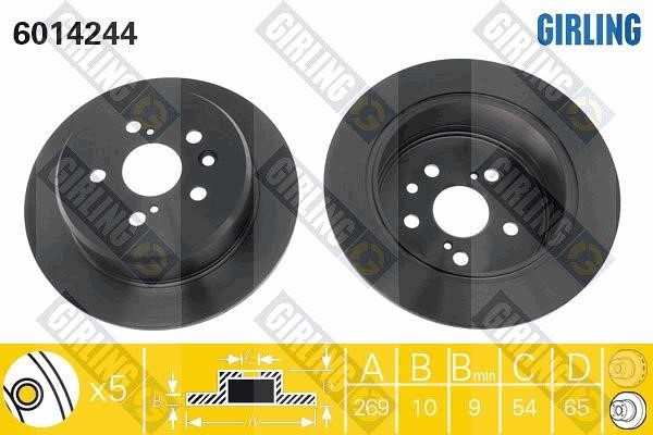 Girling 6014244 Rear brake disc, non-ventilated 6014244: Buy near me in Poland at 2407.PL - Good price!