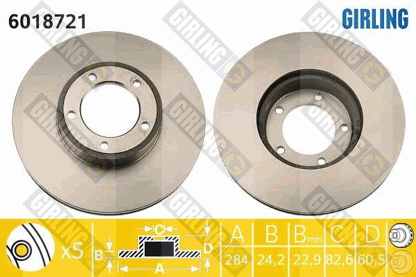 Girling 6018721 Front brake disc ventilated 6018721: Buy near me in Poland at 2407.PL - Good price!