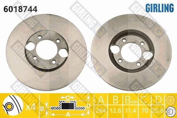 Girling 6018744 Rear brake disc, non-ventilated 6018744: Buy near me at 2407.PL in Poland at an Affordable price!