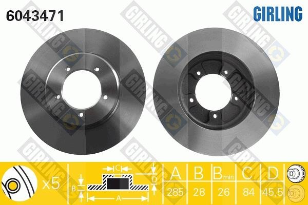 Girling 6043471 Front brake disc ventilated 6043471: Buy near me in Poland at 2407.PL - Good price!