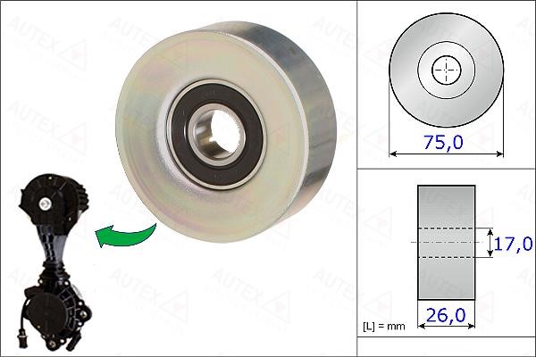 Autex 654880 V-ribbed belt tensioner (drive) roller 654880: Buy near me in Poland at 2407.PL - Good price!