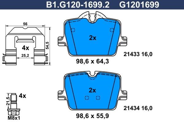 Galfer B1.G120-1699.2 Klocki hamulcowe, zestaw B1G12016992: Atrakcyjna cena w Polsce na 2407.PL - Zamów teraz!