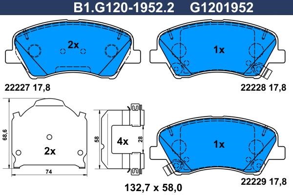 Galfer B1.G120-1952.2 Klocki hamulcowe, zestaw B1G12019522: Dobra cena w Polsce na 2407.PL - Kup Teraz!