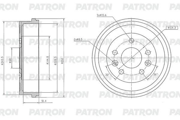 Patron PDR1013 Тормозной барабан PDR1013: Отличная цена - Купить в Польше на 2407.PL!