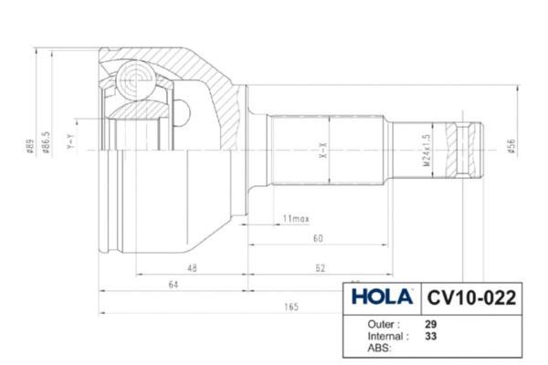 Hola CV10-022 Joint kit, drive shaft CV10022: Buy near me in Poland at 2407.PL - Good price!