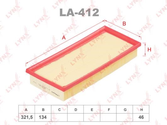 LYNXauto LA-412 Air Filter LA412: Buy near me at 2407.PL in Poland at an Affordable price!