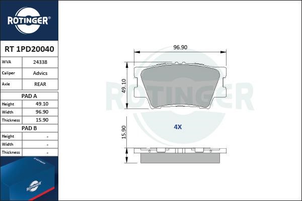 Rotinger RT 1PD20040 Гальмівні колодки, комплект RT1PD20040: Купити у Польщі - Добра ціна на 2407.PL!