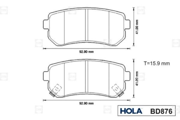 Hola BD876 Brake Pad Set, disc brake BD876: Buy near me in Poland at 2407.PL - Good price!