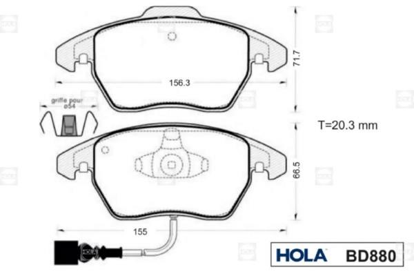 Hola BD880 Brake Pad Set, disc brake BD880: Buy near me in Poland at 2407.PL - Good price!