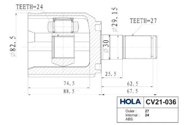Hola CV21-036 Joint Kit, drive shaft CV21036: Buy near me in Poland at 2407.PL - Good price!