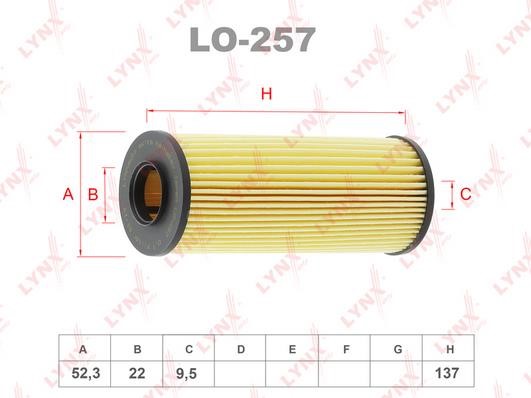 LYNXauto LO-257 Oil Filter LO257: Buy near me in Poland at 2407.PL - Good price!