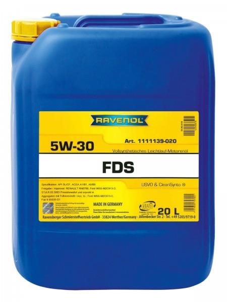 Ravenol 1111139-020-01-888 Engine oil Ravenol FDS 5W-30, 20L 111113902001888: Buy near me in Poland at 2407.PL - Good price!