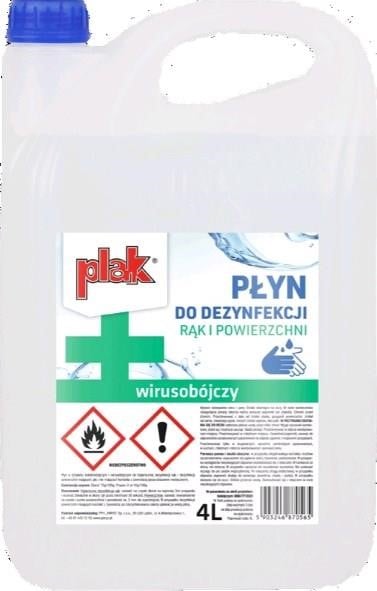 Atas 5903246870565 Hand sanitizers Plak, 4 l 5903246870565: Buy near me in Poland at 2407.PL - Good price!