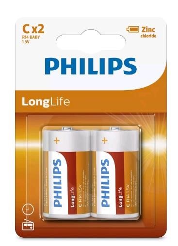 Philips R14L2B/10 Батарейка цинк-хлоридна Longlife C 1,5V, 2 шт. R14L2B10: Приваблива ціна - Купити у Польщі на 2407.PL!