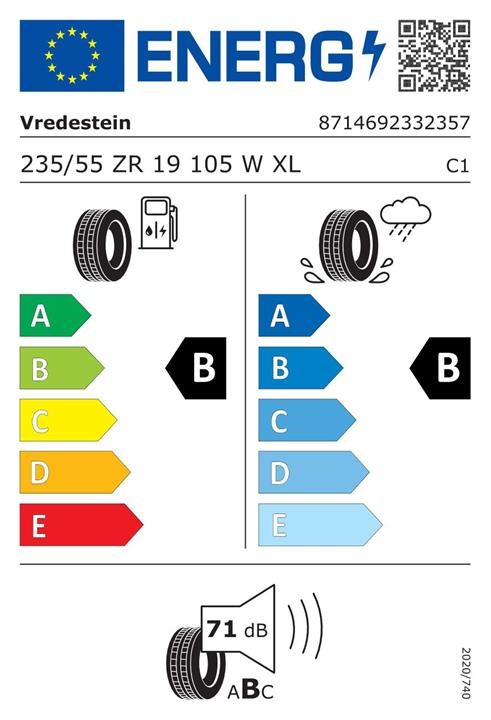 Vredestein T25Y07R190343 Passenger Summer Tyre VREDESTEIN Ultrac Satin 235/55 R19 105W XL T25Y07R190343: Buy near me in Poland at 2407.PL - Good price!