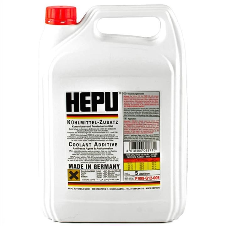 Hepu P900RM12005 Antifreeze HEPU G12 READY MIX red, ready for use -37, 5l P900RM12005: Buy near me in Poland at 2407.PL - Good price!