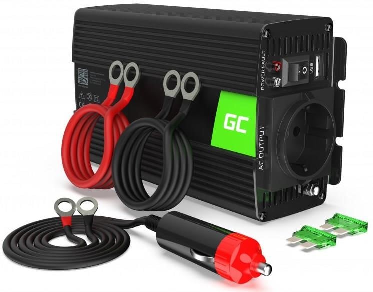 Green Cell INV02DE Voltage converter (inverter) Green Cell 24V to 230V 300W/600W Modified sine wave INV02DE: Buy near me in Poland at 2407.PL - Good price!