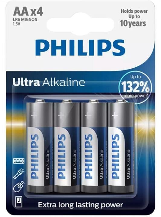 Philips LR6E4B/10 Батарейка Ultra Alkaline AA, 1,5V LR6E4B10: Приваблива ціна - Купити у Польщі на 2407.PL!
