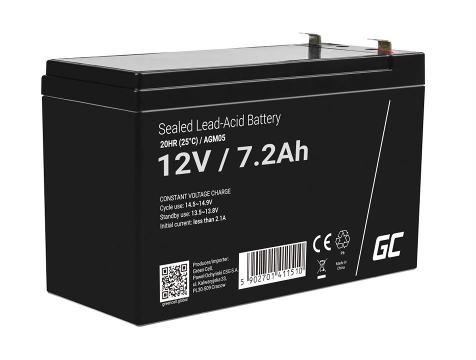Green Cell AGM05 Аккумулятор AGM VRLA 12В 7.2Ач необслуживаемый для системы сигнализации, кассового аппарата, игрушек AGM05: Отличная цена - Купить в Польше на 2407.PL!
