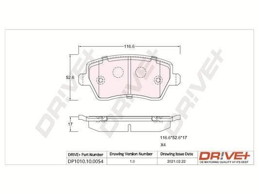 Dr!ve+ DP1010.10.0054 Brake Pad Set, disc brake DP1010100054: Buy near me in Poland at 2407.PL - Good price!