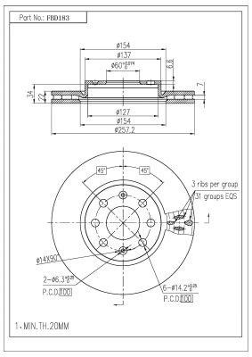 FI.BA filter FBD183 Front brake disc ventilated FBD183: Buy near me in Poland at 2407.PL - Good price!