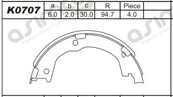 Asimco K0707 Колодки тормозные стояночного тормоза K0707: Отличная цена - Купить в Польше на 2407.PL!