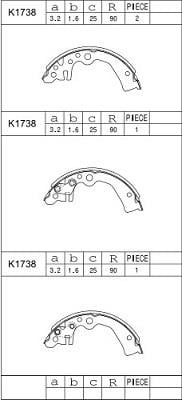 Asimco K1738 Brake shoe set K1738: Buy near me in Poland at 2407.PL - Good price!