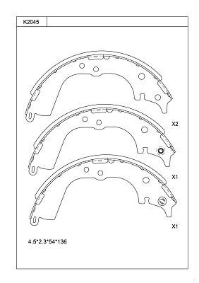 Asimco K2045 Brake shoe set K2045: Buy near me in Poland at 2407.PL - Good price!