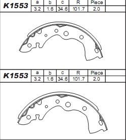 Asimco K1553 Brake shoe set K1553: Buy near me at 2407.PL in Poland at an Affordable price!
