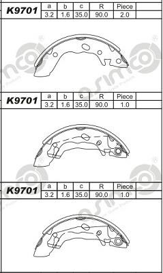 Asimco K9701 Brake shoe set K9701: Buy near me in Poland at 2407.PL - Good price!