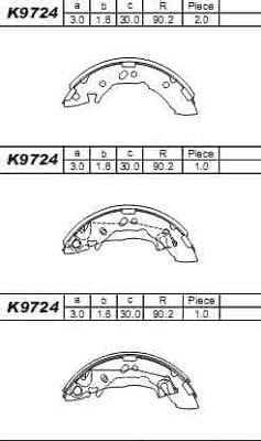 Asimco K9724 Brake shoe set K9724: Buy near me at 2407.PL in Poland at an Affordable price!