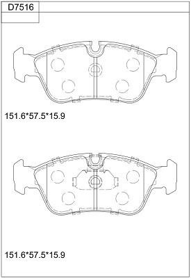 Asimco KD7516 Brake Pad Set, disc brake KD7516: Buy near me in Poland at 2407.PL - Good price!