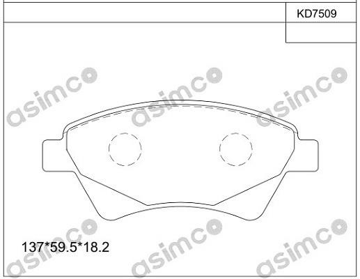 Asimco KD7509 Brake Pad Set, disc brake KD7509: Buy near me in Poland at 2407.PL - Good price!