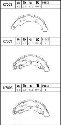 Asimco K7003 Brake shoe set K7003: Buy near me in Poland at 2407.PL - Good price!