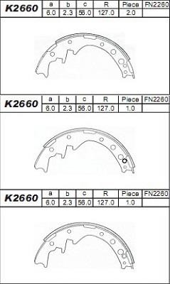Asimco K2660 Brake shoe set K2660: Buy near me in Poland at 2407.PL - Good price!