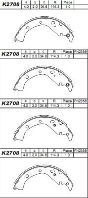 Asimco K2708 Brake shoe set K2708: Buy near me in Poland at 2407.PL - Good price!