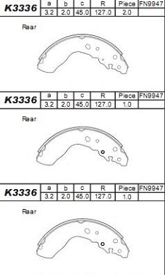 Asimco K3336 Brake shoe set K3336: Buy near me in Poland at 2407.PL - Good price!