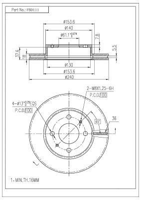 FI.BA filter FBD111 Диск гальмівний передній вентильований FBD111: Приваблива ціна - Купити у Польщі на 2407.PL!