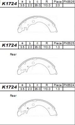 Asimco K1724 Колодки тормозные барабанные, комплект K1724: Отличная цена - Купить в Польше на 2407.PL!