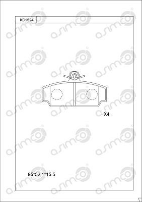 Asimco KD1524 Rear disc brake pads, set KD1524: Buy near me in Poland at 2407.PL - Good price!