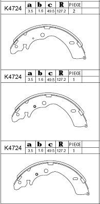 Asimco K4724 Brake shoe set K4724: Buy near me in Poland at 2407.PL - Good price!