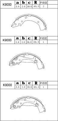 Asimco K9000 Brake shoe set K9000: Buy near me in Poland at 2407.PL - Good price!