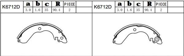 Asimco K6712D Brake shoe set K6712D: Buy near me in Poland at 2407.PL - Good price!