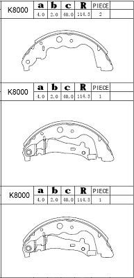 Asimco K8000 Brake shoe set K8000: Buy near me at 2407.PL in Poland at an Affordable price!