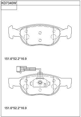 Asimco KD7340W Brake Pad Set, disc brake KD7340W: Buy near me in Poland at 2407.PL - Good price!
