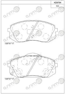 Asimco KD9764 Klocki hamulcowe, zestaw KD9764: Dobra cena w Polsce na 2407.PL - Kup Teraz!