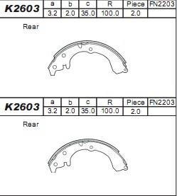Asimco K2603 Brake shoe set K2603: Buy near me in Poland at 2407.PL - Good price!